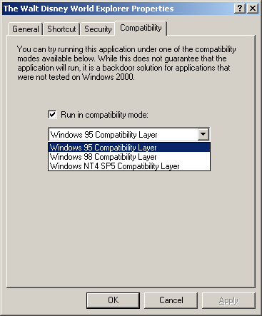 Compatibility Mode Windows 2000 Screenshot